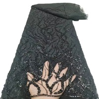 LS068 Meilleure vente de tissu européen américain vert 3d avec perles et paillettes pour robe de mariée robe de soirée