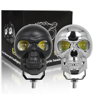 Cecor โคมไฟลำแสงคู่ไฟ LED สำหรับรถยนต์<span class=keywords><strong>สี</strong></span>ดำ<span class=keywords><strong>สี</strong></span><span class=keywords><strong>เงิน</strong></span><span class=keywords><strong>สี</strong></span>ขาวสีเหลืองหัวกะโหลกอุปกรณ์เสริมรถจักรยานยนต์ - Product Image 2