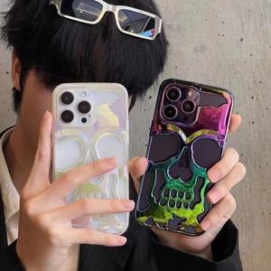 Funda de teléfono con cabeza de calavera colorida de estilo fresco favorito de los adolescentes más populares de 2023 para <span class=keywords><strong>iPhone</strong></span> - Product Image 1