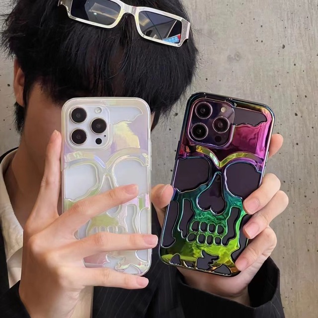 2023 Most Popular Teenager's Favorite Cool Style Colorful Skull Head Phone Case for iPhone