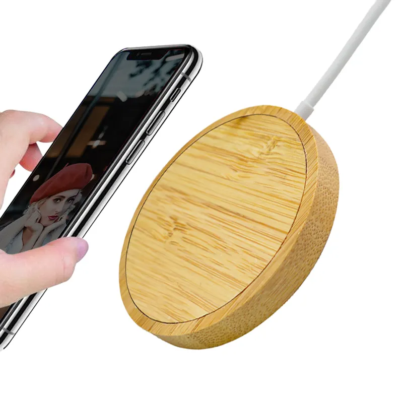 15W Carregador Cargadores Magnetic Type C Wooden Wireless Charger Smartphone Charging Pad Qi Fast Wireless Mobile Phone Charger
