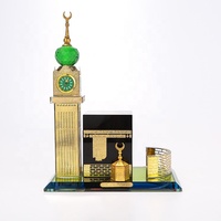 MH-P048 Horloge de la Mecque en verre cristal avec horloge, souvenir religieux en cristal