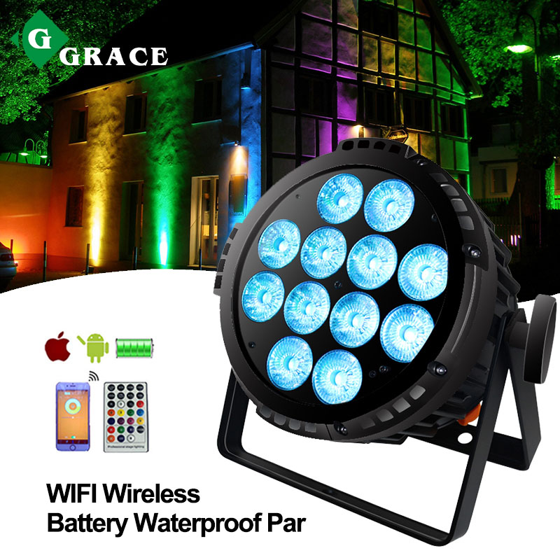 Grace WIFI Wireless Dmx Led alimentato a batteria Par Can 12*18w luci da palcoscenico a LED impermeabili per esterni