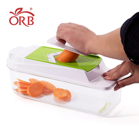 Handbediende multifunctionele groente- en fruitsnijder/hakselaar met roestvrijstalen messen, 2000ml capaciteit