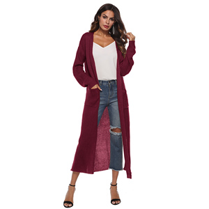 Cárdigan largo de manga larga informal de fábrica <span class=keywords><strong>para</strong></span> mujer con bolsillos, cárdigan de suéter <span class=keywords><strong>para</strong></span> mujer - Product Image 2