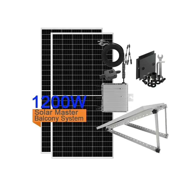 평면 지붕 작은 태양 발코니 시스템 태양열 설치 구조 1200w 태양 전지 패널 발코니