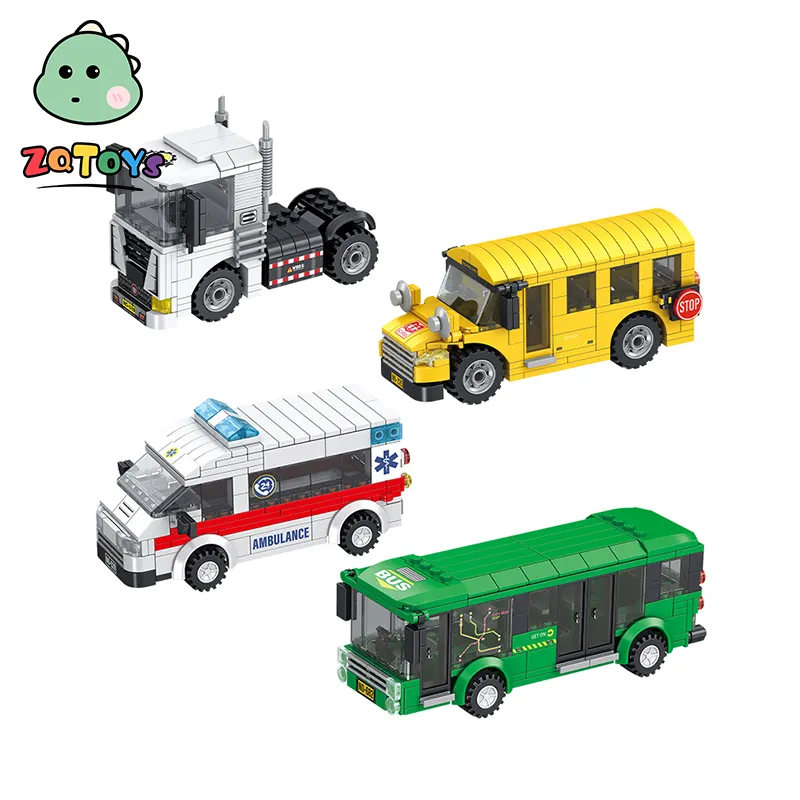 Zhiqu xây dựng khối xe ô tô mô hình thiết lập kéo trở lại đồ chơi trẻ em mô phỏng quân sự xe cứu hỏa kỹ thuật máy xúc Hộp đồ chơi nhựa 40