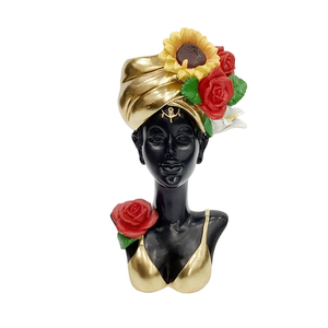 Donna africana statua in resina artigianato nero signora scultura elegante decorazione per la casa ufficio decorazione decorazione arte regalo per le donne - Product Image 2
