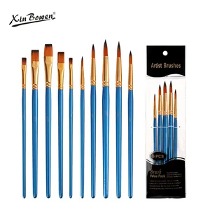 Xin Bowen Wood Handle Artist Brush 5 Pieces Set Paintbrushes For Oil Watercolor And Acrylic Paint Art Painting Brush Kit
