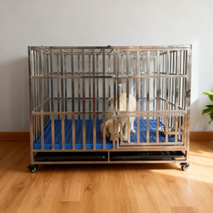 Cage pliable pour animaux de compagnie en acier inoxydable moderne avec plateau en plastique respirant, <span class=keywords><strong>enclos</strong></span> pour animaux de compagnie pour hôpital vétérinaire commercial - Product Image 6