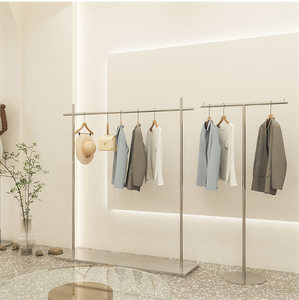 Clothing Store Display <b>Rack</b> Stainless Steel Floor-standing Clothes Hanger Womens Apparel Store Modern Minimalist Display - Product Image 1