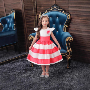 Robe rayée plissée bleu lac et blanc pour filles, costume de spectacle K7, été 2025 - Product Image 4