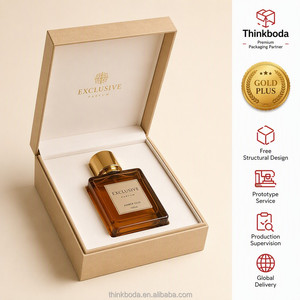 Boîte Cadeau <span class=keywords><strong>de</strong></span> Parfum Professionnelle Personnalisée en Similicuir Marron avec Emblème Doré, Couvercle à Charnière, Étui Rigide 100ml – Emballage Haut <span class=keywords><strong>de</strong></span> Gamme - Product Image 1