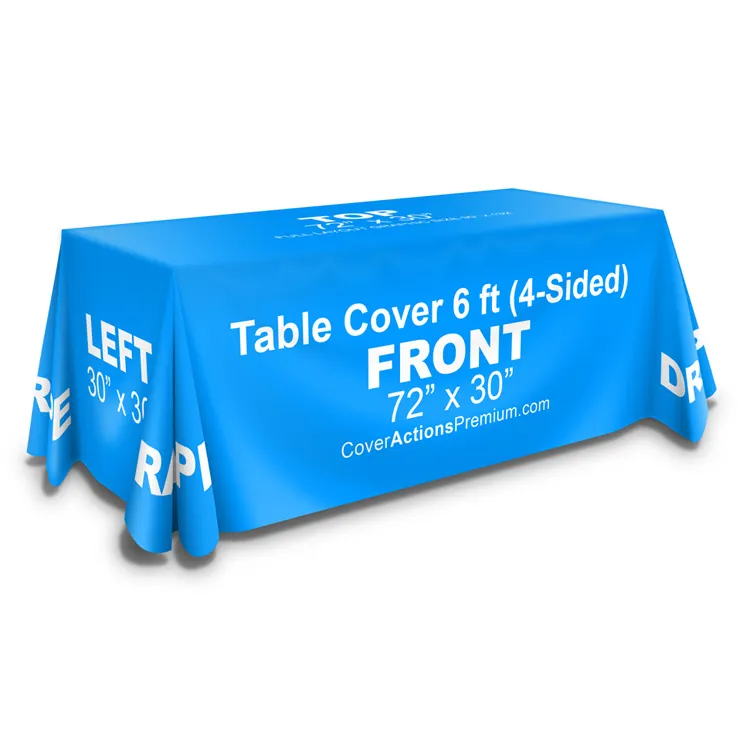 Custom Logo Spandex Table Cover 4ft 6ft 8ft Stretch Table Cloth Hotel Banquet Exhibition Decor Tablecloth