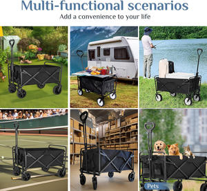 Chariot d'épicerie utilitaire pliant portable léger avec roues pour faire du shopping <span class=keywords><strong>sport</strong></span> camping plage et jardin - Product Image 6