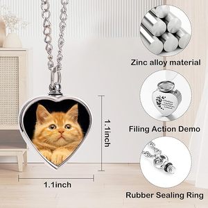 Collier personnalisé pour cendres d'animaux de compagnie avec cadre photo et gravure de texte – Bijou commémoratif pour chien et chat – Pendentif souvenir - Product Image 2