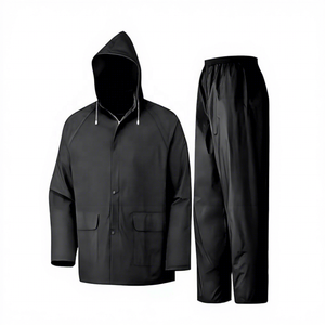 Imperméable économique et résistant pour le travail industriel, ensemble de pluie en PVC robuste 2 pièces (veste et pantalon) - Product Image 1