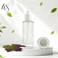 Atomizador de PET de pared gruesa con hombros planos y forma redonda de 100/120/150 ml, para champú, perfume, agua, loción, repuesto, nano spray
