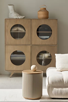 Table basse scandinave minimaliste moderne en chêne recyclé avec rangement, petite table d'appoint