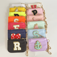 Dompet Gantungan Kunci Mini Portabel Bahan Nilon RTS dengan Patch Huruf Personalisasi, Hadiah Ulang Tahun untuk Wanita, Remaja Putri, Pengiring Pengantin