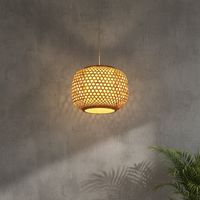 Lampe suspendue en bambou tressé artisanal, en rotin, éclairage d'ambiance chaleureux pour la maison, la salle de méditation