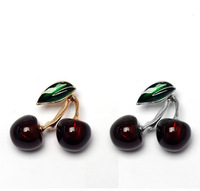 Sweet Fruit Series Cherry Collection Legering verzilverd strass druppelolie corsage broche pin accessoires