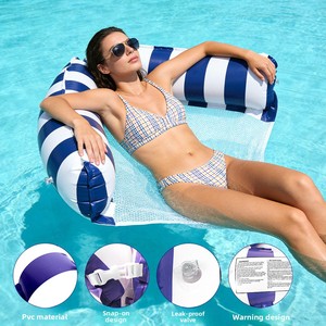 Bouée de piscine motorisée en PVC écologique, gonflable, pour une personne, <span class=keywords><strong>à</strong></span> rayures, avec boucle, flotteur de piscine gonflable - Product Image 1