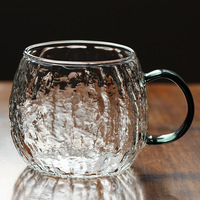 Gobelet à eau en verre transparent à grande capacité résistant à la chaleur en borosilicate élevé, pour café, lait, boissons froides, jus, avec poignée