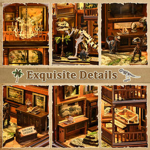 <span class=keywords><strong>Kit</strong></span> de porte-livres en bois à assembler soi-même, modèle de maison de musée d'osses fossiles, style Art Déco, 3D - Product Image 4