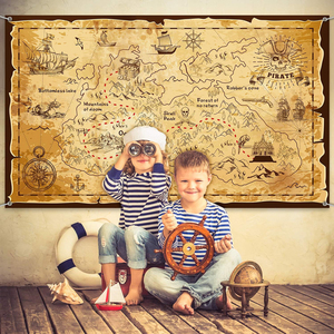 Bannière de <span class=keywords><strong>fond</strong></span> à thème <span class=keywords><strong>pirate</strong></span> pour fête, avec carte et bijoux, idéale pour les fêtes scolaires, carnavals, anniversaires et d'autres superbes décorations de fête - Product Image 5