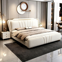 Lit de rangement moderne et luxueux JUNYUHAO, revêtement en tissu haut de gamme, mousse haute densité, cadre en pin certifié E0, non pliable