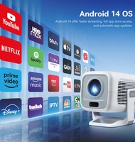 Mini Proyector de Video Portátil Inteligente Full HD 1080P 8K de Tiro Corto, Android 14, WiFi, BT 5G, 3D, TV, Cine en Casa, Proyector para Juegos