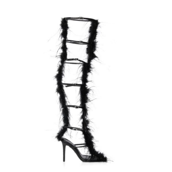 Feather Sandals Heels Elegant Women's Shoes for 2023