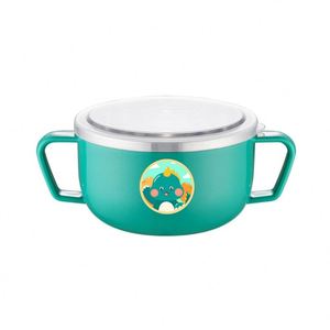 Bol pour enfants en acier inoxydable 304, motif dessin animé, avec double poignée et couvercle, isolé, anti-brûlure, mignon, cadeau pour bébé, Fête des Enfants - Product Image 4