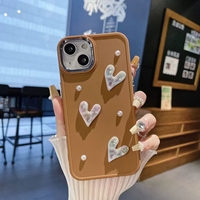 Coque Arrière de Téléphone Mobile Designer 3D Tendance Mignonne Perle Coeur d'Amour Style Ins Simple TPU Colorée pour iPhone
