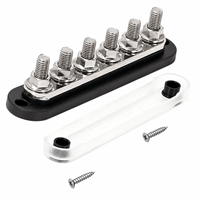 Bloc de distribution d'alimentation 6 gangues 300A M10, barre omnibus, borne de connexion 12V, noir