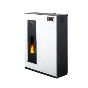 11 KW flat cast iron enamel biomass pellet stove with high efficiency pellet burner system