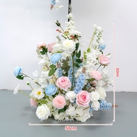 C-592 Vente en gros de boules de fleurs de mariage de 30 cm, 40 cm, 50 cm, bleu rose, centre de table pour la décoration de fête de mariage