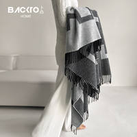 Haut de gamme 100% laine d'agneau tricot haute qualité couverture d'hiver moderne luxe glands frange jeter couverture salon canapé canapé lit