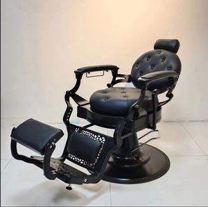 Sillas de Barbería Profesionales para Hombre, Totalmente Negras, con Marco Vintage, Estilo Belmont, para Salón de Peluquería - Product Image 1