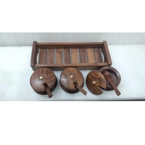 Premium Quality Wooden Spice <b>Box</b> Handmade Natural Wood <b>Masala</b> Dabba with Lid for Kitchen Storage and Use Available For Sale - Product Image 1