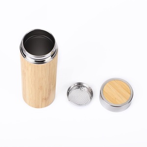 Termo de Viaje Moderno de 350 ml con Cubierta de Bambú, Botella Térmica de Doble Pared de Acero Inoxidable 304, Taza de Té Aislada con Filtro Infusor de Té - Product Image 5