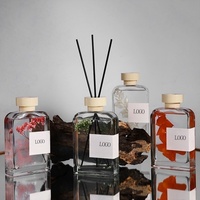 Bouteille diffuseur en verre transparent de 150 ml, bouteille d'huile essentielle de luxe réutilisable avec bâtonnets