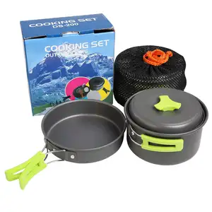 Batterie de cuisine de Camping Portable, facile à transporter, kit de casseroles pliables pour randonnée