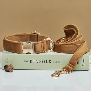Venta al por mayor de lujo de alta calidad de terciopelo suave <span class=keywords><strong>collar</strong></span> de perro mascota y correa de plomo conjunto con hebilla de metal - Product Image 3