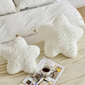 Luxury Star Shaped Ultra-<strong>Soft</strong> Faux Fur <strong>Plush</strong> Pillow Decorative Throw <strong>Cushion</strong> for Bedroom Couch &amp; Living Room - Product Image 2