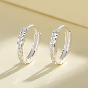 Großhandel feiner Cz Silber plattiert Jewelry Hoop Ohrringe silber Jewelry Ohrringe mode S925 Sterling-Silber Huggies-Ohrringe