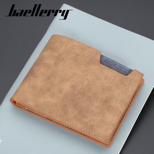 Portefeuille court pour homme Baellerry, ultra fin, horizontal, avec plusieurs emplacements pour cartes, en cuir marron, pour un usage quotidien - Product Image 3