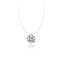 Collier Goutte de Sirène en Argent Sterling S925 avec Moissanite 2 Carats, Pendentif 4 Griffes sur Fil Invisible, Chaîne Câble Polyvalente