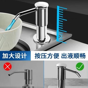 เครื่องจ่ายสบู่เหลวสำหรับอ่างล้างจาน สีเทาปืนโลหะ สแตนเลส 304 กดด้วยมือ ไม่ต้องเจาะ - Product Image 4